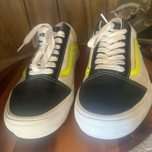 Vans Black and Neon Yellow Old Skool Skate Shoes